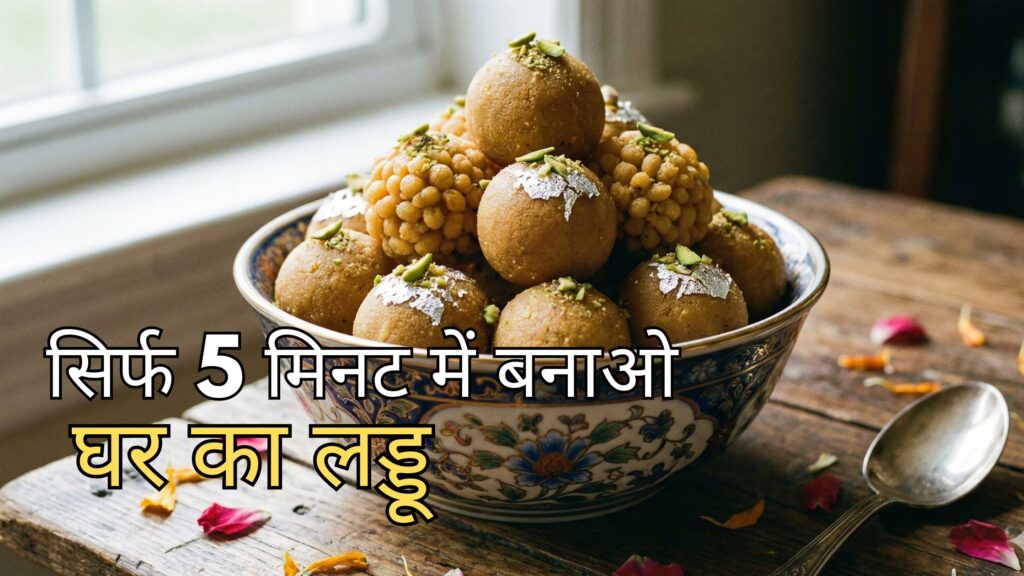 5 minute homemade laddu recipe no oven no machine सिर्फ 5 मिनट में बनाओ घर का लड्डू – बिना गैस, बिना झंझट